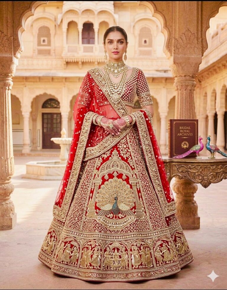 Royal orion Signature Hand-Embroidered Red Bridal Lehnga