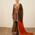 The Umber & Amber Raw Silk Mirror-Work Sharara Set