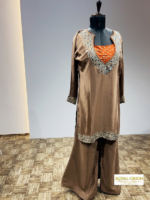 The Umber & Amber Raw Silk Mirror-Work Sharara Set - Image 2