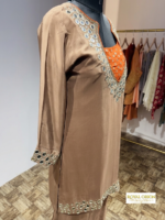 The Umber & Amber Raw Silk Mirror-Work Sharara Set - Image 3