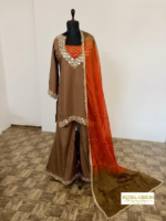 The Umber & Amber Raw Silk Mirror-Work Sharara Set - Image 4