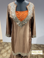The Umber & Amber Raw Silk Mirror-Work Sharara Set - Image 5