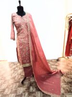 Elegant Onion Pink Embroidered Trousers Kameez Set - Image 6