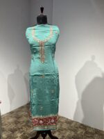Embroidered Crepe Suit Set with Contrast Chiffon Dupatta - Image 4