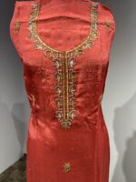 Heavy Embroidered Crepe Suit Set with Contrasting Chiffon Dupatta - Image 3