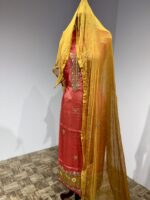 Heavy Embroidered Crepe Suit Set with Contrasting Chiffon Dupatta - Image 4