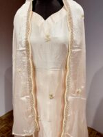 Elegant Pure Crepe Silk Embroidered Suit Set with Chiffon Dupatta - Image 4