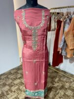 Exquisite Embroidered Crepe Suit Set with Contrasting Chiffon Dupatta - Image 2