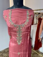 Exquisite Embroidered Crepe Suit Set with Contrasting Chiffon Dupatta - Image 3