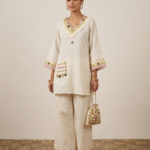 Ivory Shell-Detail Premium Cotton Co-ord Set
