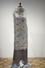 Mystic Grey Poly Organza & German Satin Unstitched Fabric Set - Image 2