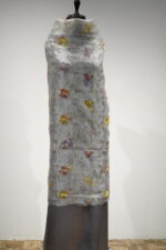 Mystic Grey Poly Organza & German Satin Unstitched Fabric Set - Image 3