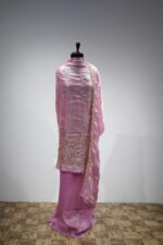 Dusty Rose Hand-Embellished Fandy Silk Unstitched Suit Set - Image 2