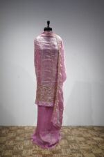Dusty Rose Hand-Embellished Fandy Silk Unstitched Suit Set - Image 3