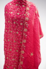 Rani Pink All-Over Embroidered Fandy Silk Unstitched Suit Set - Image 3