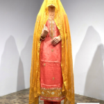 Heavy Embroidered Crepe Suit Set with Contrasting Chiffon Dupatta