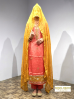 Heavy Embroidered Crepe Suit Set with Contrasting Chiffon Dupatta