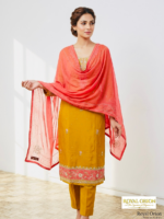 Embroidered Crepe Suit Set with Contrasting Chiffon Dupatta