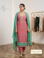 Exquisite Embroidered Crepe Suit Set with Contrasting Chiffon Dupatta
