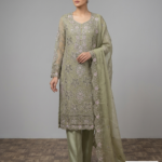 The Olive Elegance: Premium Zari & Sequin Party Wear Suit