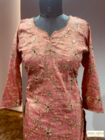 Elegant Onion Pink Embroidered Trousers Kameez Set - Image 3