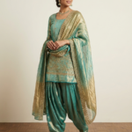 Teal-Green Metallic Fandy Silk Luxury Suit Material