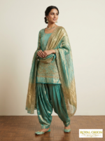 Teal-Green Metallic Fandy Silk Luxury Suit Material
