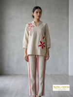 The Crimson Flora Jute Co-ord Set