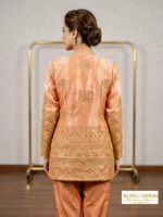 Peach Aura Mirror-Embellished Fandy Silk Palazzo Ensemble - Image 3