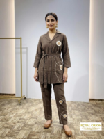 Cocoa Bloom 3D Applique Cotton Co-ord Set