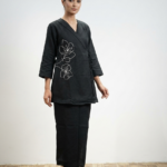 Midnight Noir Embroidered Wrap Co-ord Set