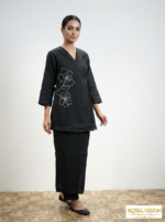 Midnight Noir Embroidered Wrap Co-ord Set