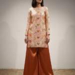 Nectar Peach Poly Organza & German Satin Suit Material