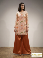 Nectar Peach Poly Organza & German Satin Suit Material