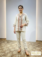 Ivory Maze Geometric Embroidered Cotton Set