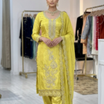 Radiant Zari & Sequin Embroidered Silk-Blend Suit Set (Available in Lime Green & Coral Pink)
