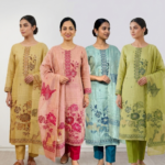 Jamdani Floral Silk Suit Set with Handcrafted Pita Zari, Threadwork & Mirror Sequins