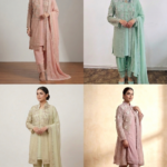 Designer Pastel Georgette 3-Piece Jacket & Farshi Salwar Set)