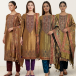 Royal Heritage Brocade Jacquard Unstitched Suit Set with Pita Work & Meenakari