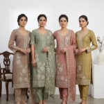 Heritage Flora Embroidered Fandy Silk 3-Piece Suit Set