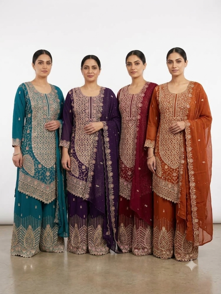 IMG_4664 Royal Orion™ Nazakat Handcrafted Georgette Sharara Suit Set - Image 1