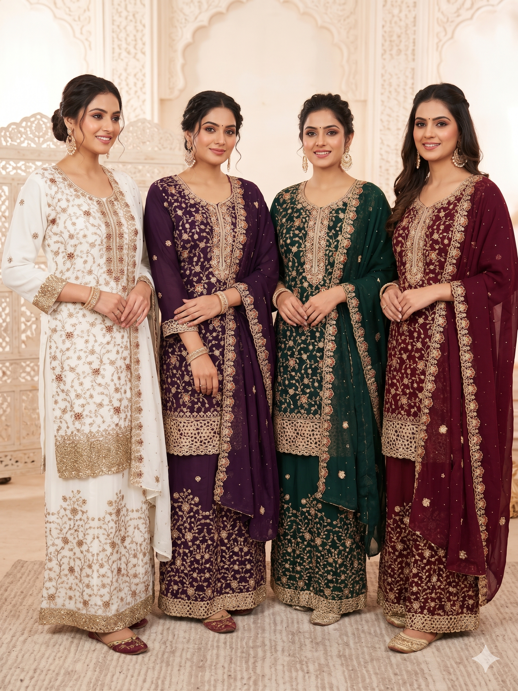 Gemini_Generated_Image_p034osp034osp034 Heavy Embroidered Georgette Plazo Suit Set - Image 1